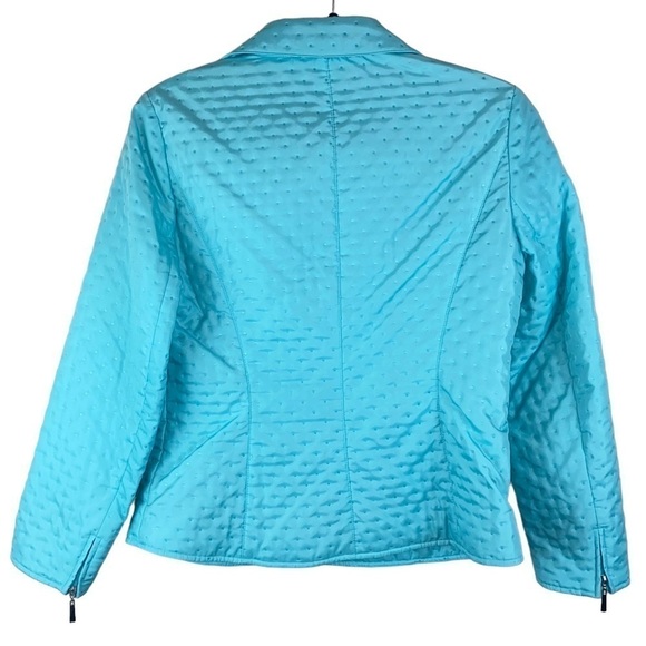 Vintage Talbots Aqua Blue Quilted Fill Front Zip Jacket Size 4 - Picture 5 of 8
